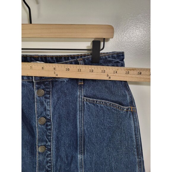 Old Navy Women's SZ 8 Button-Front A-Line Midi Jean Denim Skirt - Picture 4 of 8